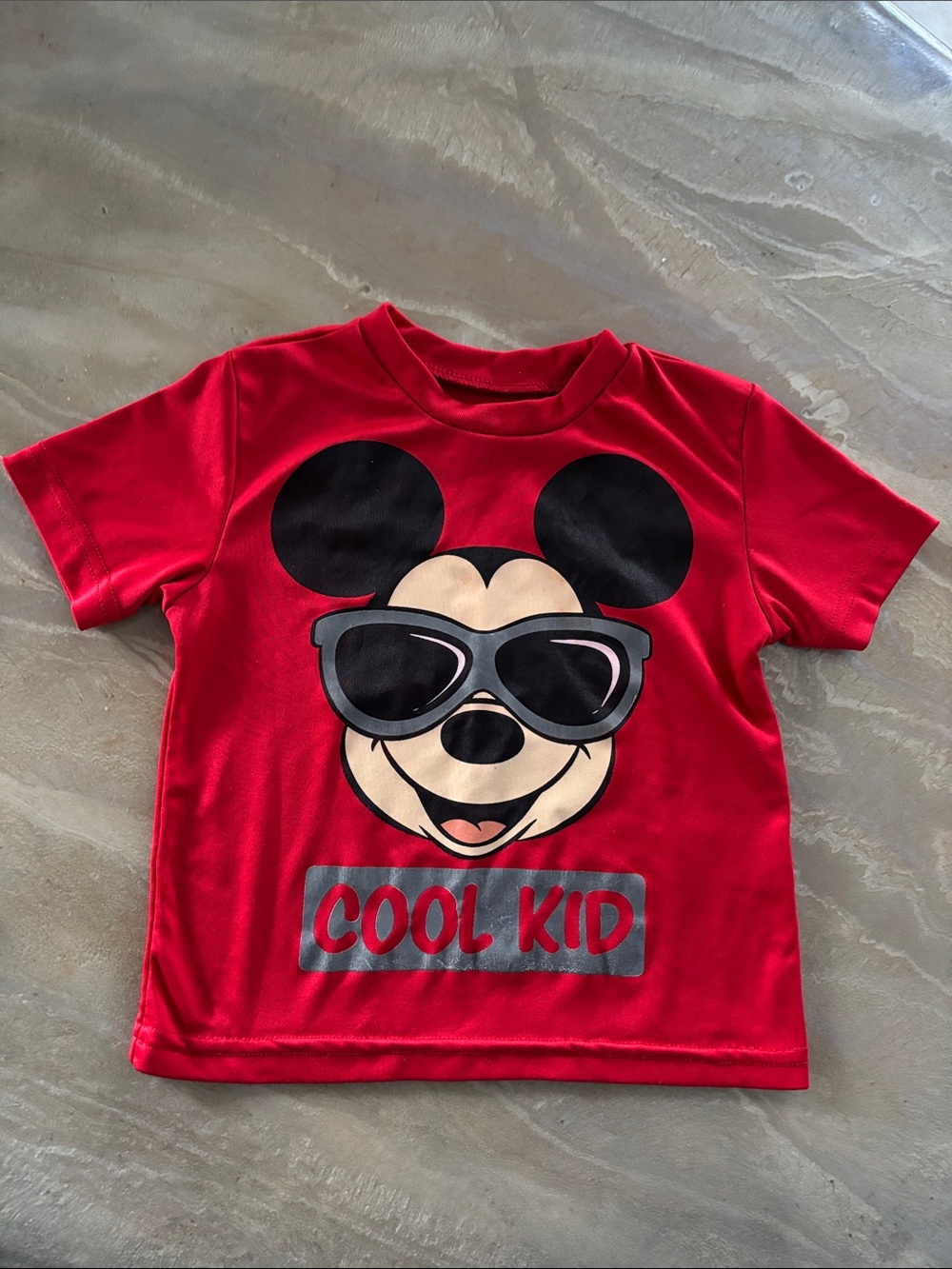 Disney Red Graphic Tee with Black and Cream Mickey Face Toddler 24 months